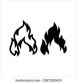 Fire sign. Fire icon isolated on white background two sets