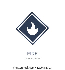 Fire sign icon. Trendy flat vector Fire sign icon on white background from traffic sign collection, vector illustration can be use for web and mobile, eps10