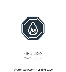 Fire sign icon vector. Trendy flat fire sign icon from traffic signs collection isolated on white background. Vector illustration can be used for web and mobile graphic design, logo, eps10