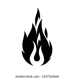 Fire Sign. Open Flame Symbol. Monochrome Icon Isolated on White Background. Trendy Symbol for Design and Websites, Presentation or Mobile Application