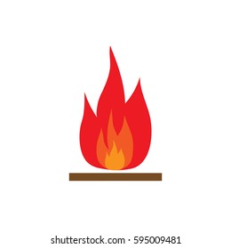 Fire sign. Open flame symbol. Colorful icon isolated on white background. Bonfire flat mark. Camp-fire concept. Modern art scoreboard. Stock vector illustration