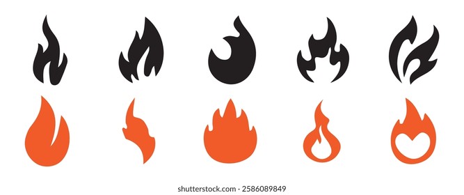 Fire sign and symbol. Concept flame fire icon. Fire illustration in flat style. Vector illustration EPS 10