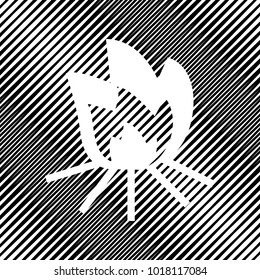 Fire sign. Vector. Icon. Hole in moire background.