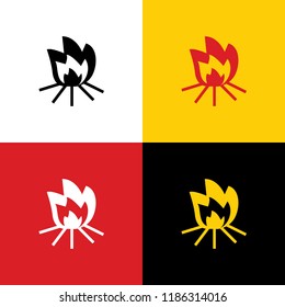 Fire sign. Vector. Icons of german flag on corresponding colors as background.
