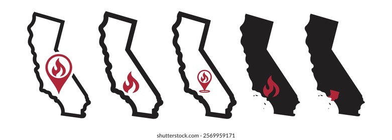 fire sign vector on los angeles california usa map