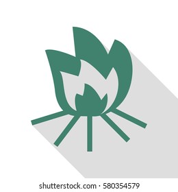 Fire sign. Veridian icon with flat style shadow path.