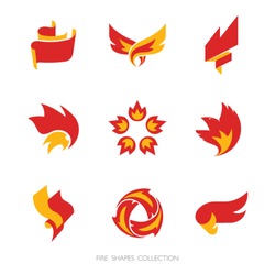 Fire Signs. Vector Icons Set.