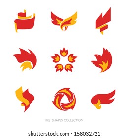 Fire signs. Vector icons set.