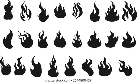 fire silhouette design vector set 