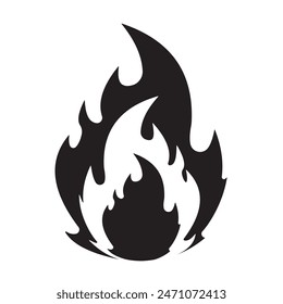 Fire silhouette icon. Campfire symbol. Bonfire vector, icon, logo design on white background. Vector illustration of bonfire, campfire Vector illustration.