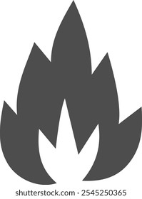 Fire silhouette icon in dark gray color without outline.