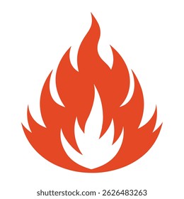 Fire Silhouette Icon – Flame Symbol in Dark Contrast on White Background