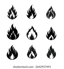 fire silhouette icon on white background 