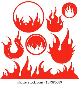 Fire silhouette. Isolated icons on white background. Fire collection vintage style