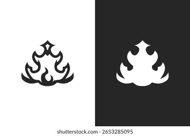 design de vetor de silhueta de fogo. Design de fogo em fundo branco e preto