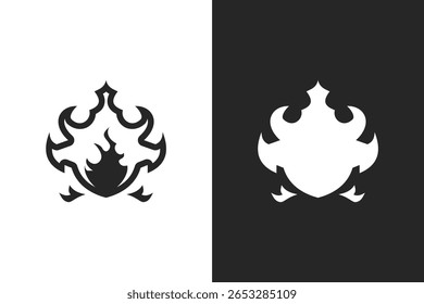 design de vetor de silhueta de fogo. Design de fogo em fundo branco e preto