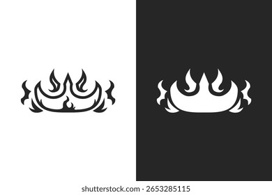 design de vetor de silhueta de fogo. Design de fogo em fundo branco e preto