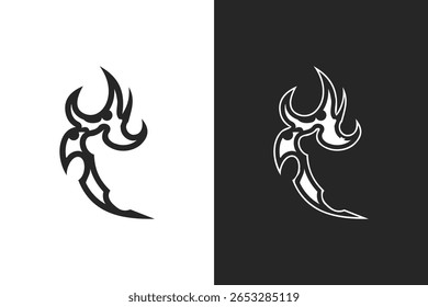 design de vetor de silhueta de fogo. Design de fogo em fundo branco e preto