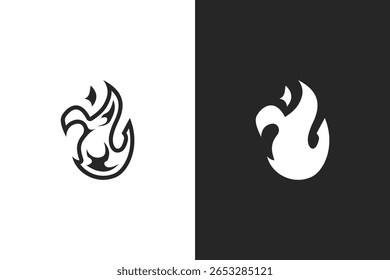 design de vetor de silhueta de fogo. Design de fogo em fundo branco e preto