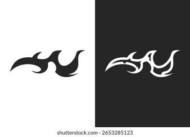 design de vetor de silhueta de fogo. Design de fogo em fundo branco e preto