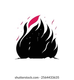 fire silhouette.Burning Fire icon logo design