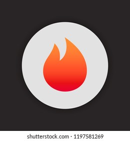 Fire simple icon, gradient color flame sign on white circle vector illustartion