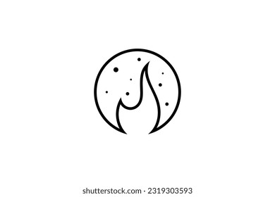 fire simple line style logo in circle shape