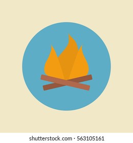 Fire. Single flat color icon. Vector illustration. EPS10 editable illustration