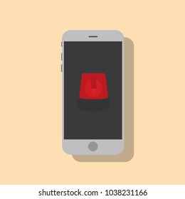 Fire siren icon in a smartphone, vector illustration design. Firefighting collection.