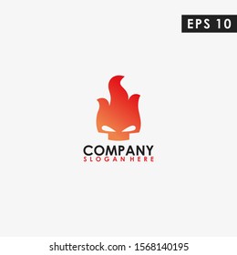 Fire Of Skeleton Logo Design Vector Template. Modern Design. Vector Illustration