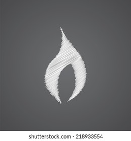 fire sketch logo doodle icon isolated on dark background 