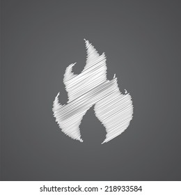 fire sketch logo doodle icon isolated on dark background 
