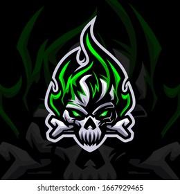 Fire Skull With Bone Esport Logo Mascot
