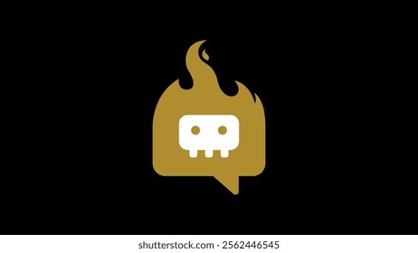 Fire skull chat logo with simple and minimalist style