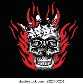 fire skull drawing for printing