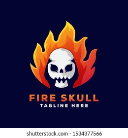 fire skull e sport logo, dark skull logo