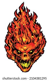 fire skull emblem logo tattoo vector illustration
