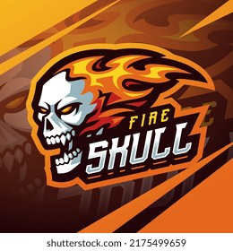 Fire skull esport mascot logo design