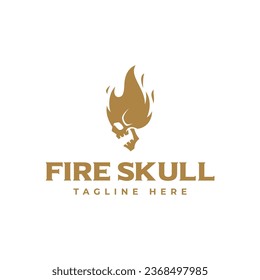 fire skull flame logo vector icon illustration. logo template