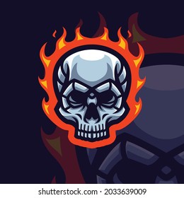 Fire Skull Gaming Mascot Logo Esports