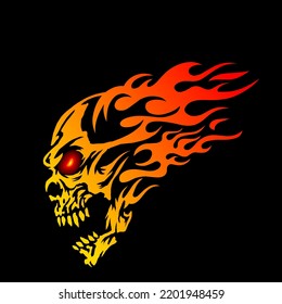 fire skull head design illustration vector, skull burned, eps format