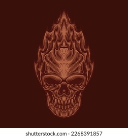 Fire skull head illustration design