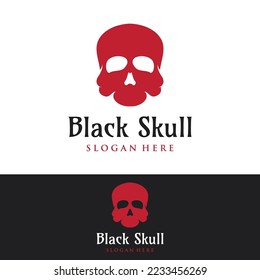 Fire skull head logo with horns, warrior, dark,strong, tattoo,vintage logo.