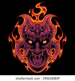 Fire Skull Head Mascot Logo