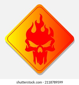 The fire skull head symbol signifies a dangerous area.