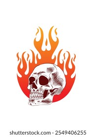 Vector de cabeza de cráneo de fuego ilustración de stock. Logotipo o Plantilla mnemotécnica. Vector gratis