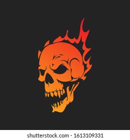 Fire skull illustration logo template