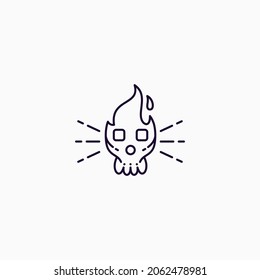 Fire Skull Illustration With Outline Style
