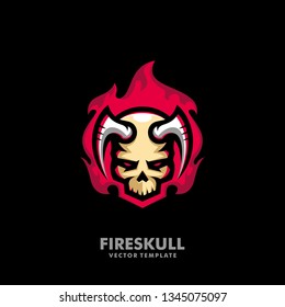 Fire skull illustration vector Design template. Suitable for Creative Industry, Multimedia, entertainment, Educations, Shop, and any related business