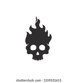 fire skull logo with cap vector icon template illustration design 